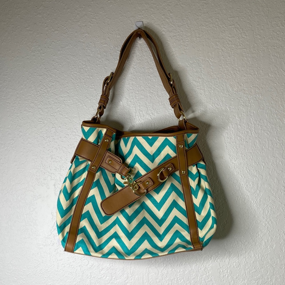mark. Chevron Shoulder Bag with Tan Straps